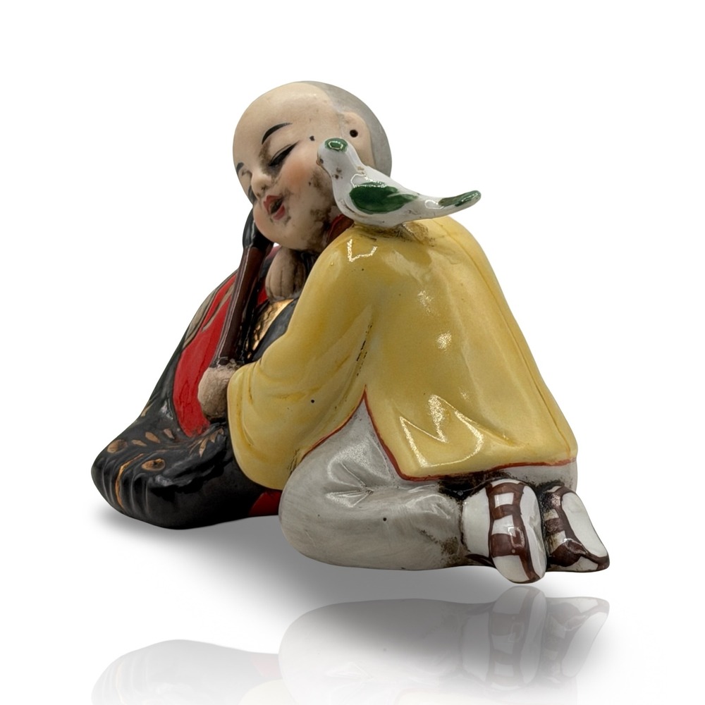 Kutani Style Sleepingâ Boy Karako Porcelain Figurine Red Gold Moriage Japan - Picture 3 of 9